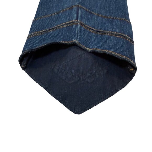 Lysse Crop Jeans Size M Denim Pointed Flared Chevron Hem Pull On Pants Stretch - Picture 6 of 15